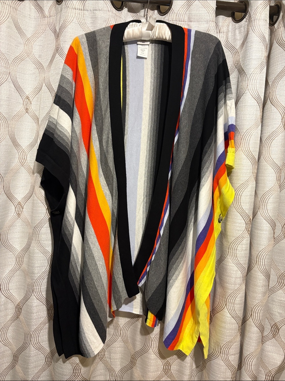 CAbi Striped Open Front Jacket in Black, Gray, White, Yellow, Orange, Purple